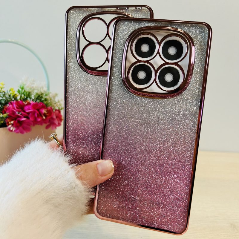 Чохол на xiaomi redmi Note 14 pro 5g силіконова жіноча накладка блискучий градієнт рожевий