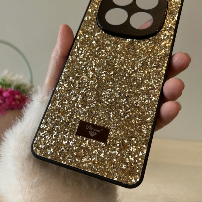 Чохол на xiaomi redmi Note 14 pro 5g силіконова жіноча накладка з блискітками (золотистий) - Зображення 8