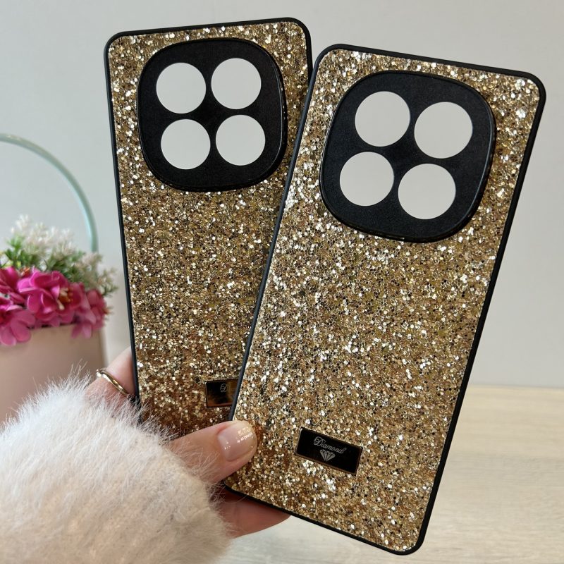 Чохол на xiaomi redmi Note 14 pro 5g силіконова жіноча накладка з блискітками (золотистий)