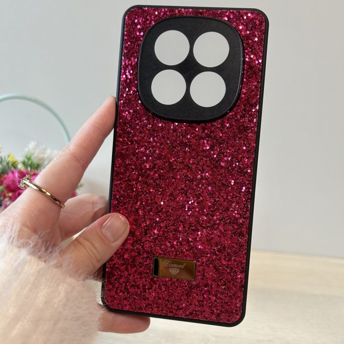 Чохол на xiaomi redmi Note 14 pro plus + 5g силіконова жіноча накладка з блискітками (червоний) - Зображення 3
