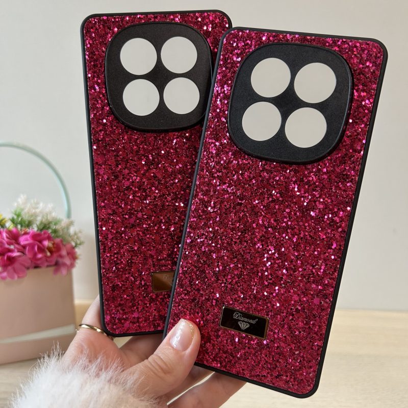 Чохол на xiaomi redmi Note 14 pro 5g силіконова жіноча накладка з блискітками (червоний)