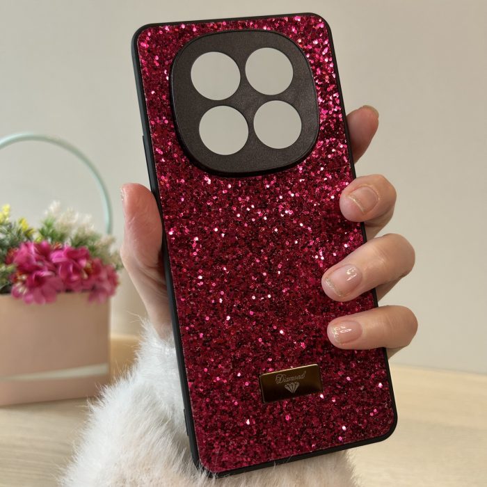 Чохол на xiaomi redmi Note 14 pro plus + 5g силіконова жіноча накладка з блискітками (червоний) - Зображення 6