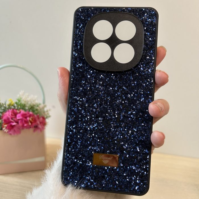 Чохол на xiaomi redmi Note 14 pro 5g силіконова жіноча накладка з блискітками (синій) - Зображення 4