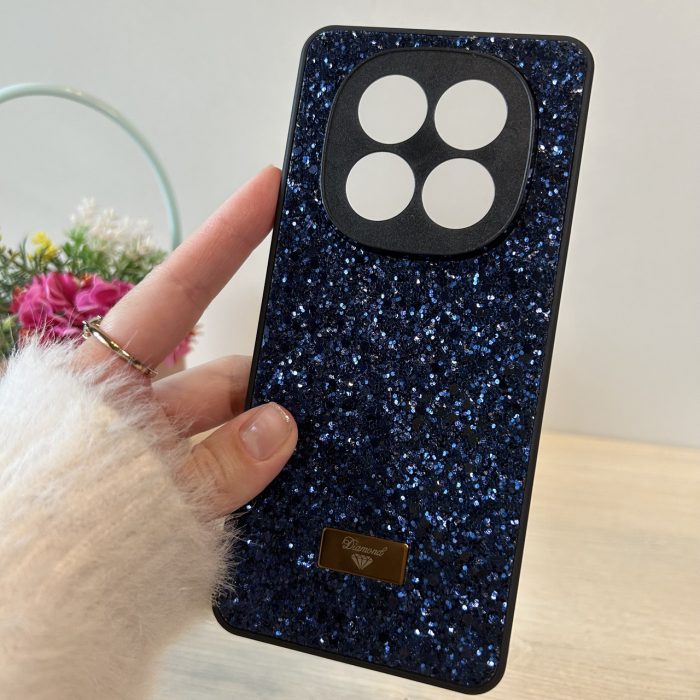 Чохол на xiaomi redmi Note 14 pro plus + 5g силіконова жіноча накладка з блискітками (синій) - Зображення 3