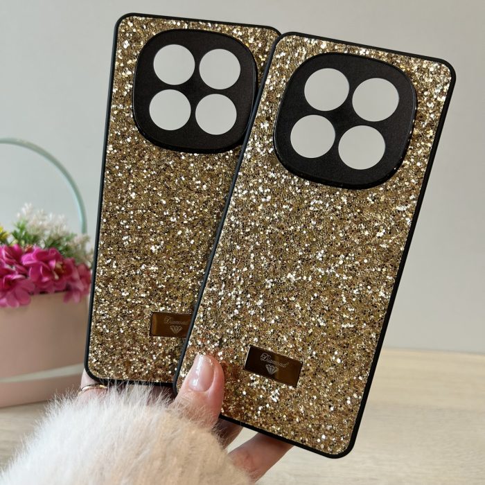 Чохол на xiaomi redmi Note 14 pro 4g силіконова жіноча накладка з блискітками (золотистий) - Зображення 2