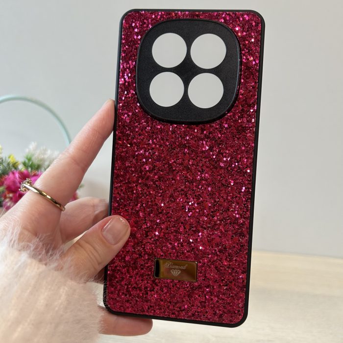 Чохол на xiaomi redmi Note 14 pro plus + 5g силіконова жіноча накладка з блискітками (червоний) - Зображення 5