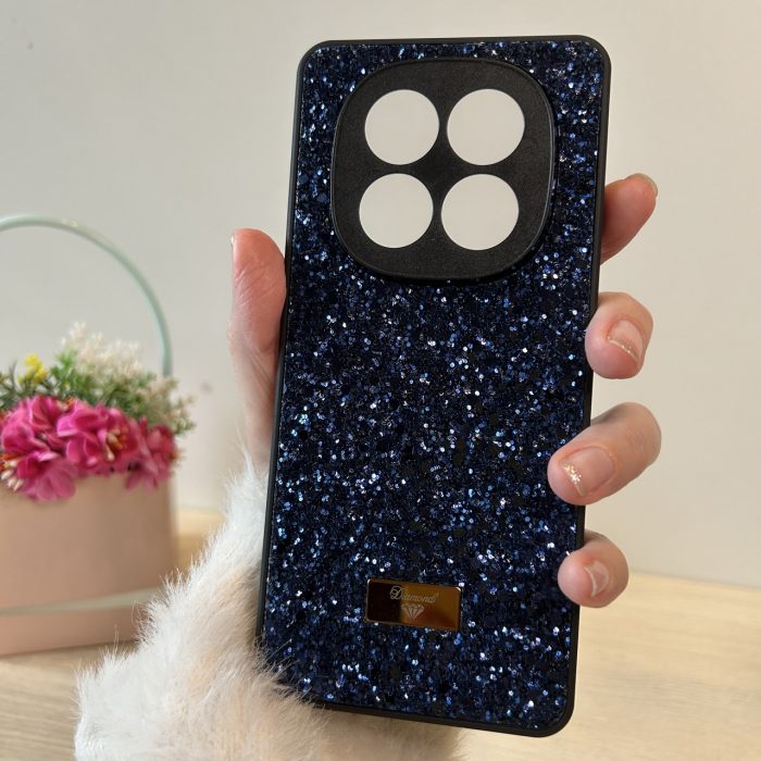 Чехол на xiaomi redmi Note 14 pro 4g силиконовая женская накладка с блестками (синий) - Зображення 4