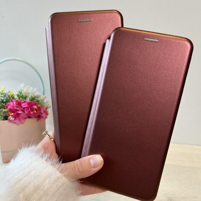 Чохол на xiaomi redmi Note 14 pro 4g книжка підставка на магніті та візитницею Premium (бордо)