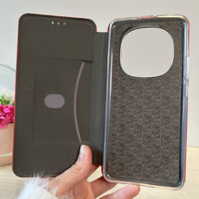 Чохол на xiaomi redmi Note 14 pro 4g книжка підставка на магніті та візитницею Premium (бордо) - Зображення 4