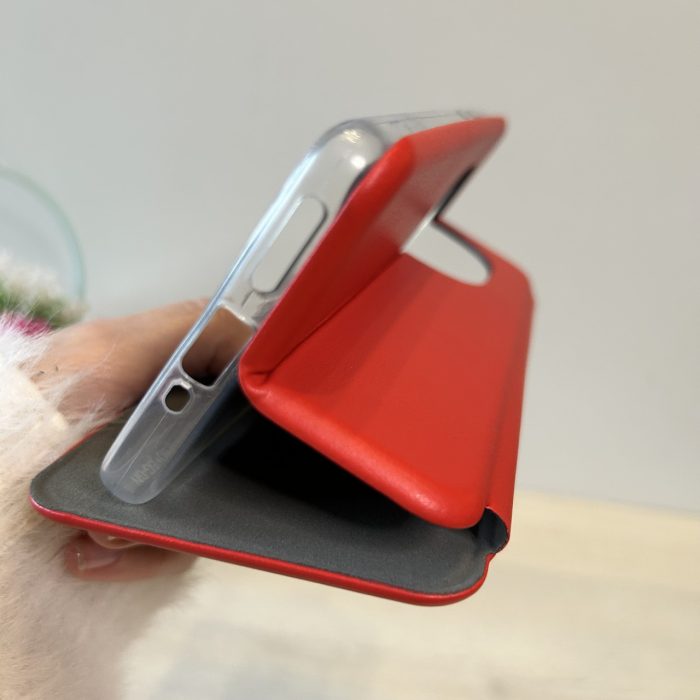 Чохол на xiaomi redmi Note 14 pro plus + 5g книжка підставка на магніті та візитниця Premium (червоний) - Зображення 5