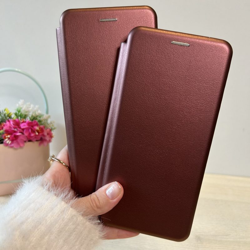 Чохол на xiaomi redmi Note 14 pro 5g книжка підставка на магніті та візитницею Premium (бордо)