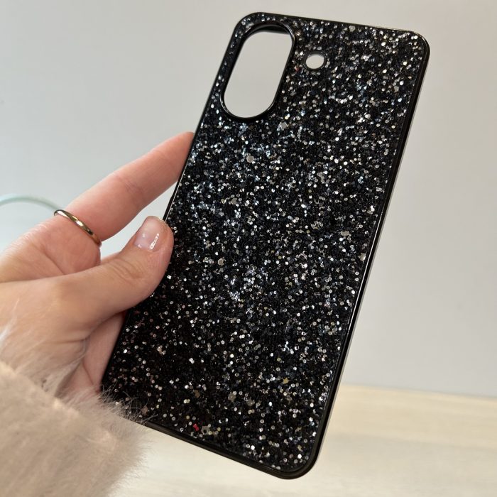 Чехол на xiaomi redmi 13c силиконовая женская накладка блестящая с микрофиброй Diamond shine черный - Зображення 4
