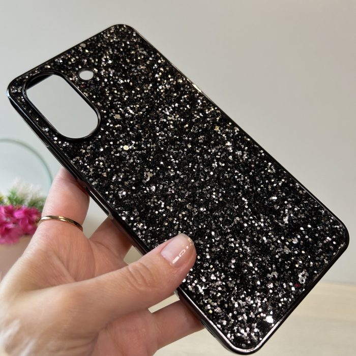Чехол на xiaomi redmi 13c силиконовая женская накладка блестящая с микрофиброй Diamond shine черный - Зображення 5