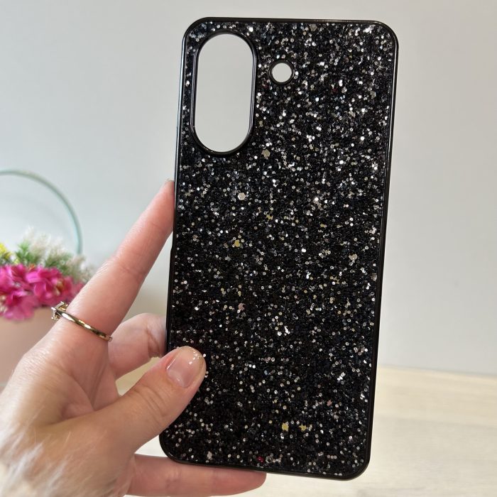 Чехол на xiaomi redmi 13c силиконовая женская накладка блестящая с микрофиброй Diamond shine черный - Зображення 2