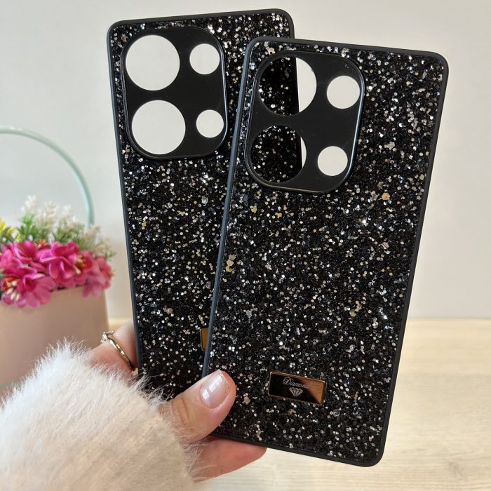Чохол на xiaomi redmi Note 13 pro 4g силіконова жіноча накладка блискуча Diamond shine чорний