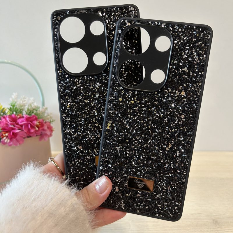 Чохол на xiaomi redmi Note 13 pro 4g силіконова жіноча накладка блискуча Diamond shine чорний