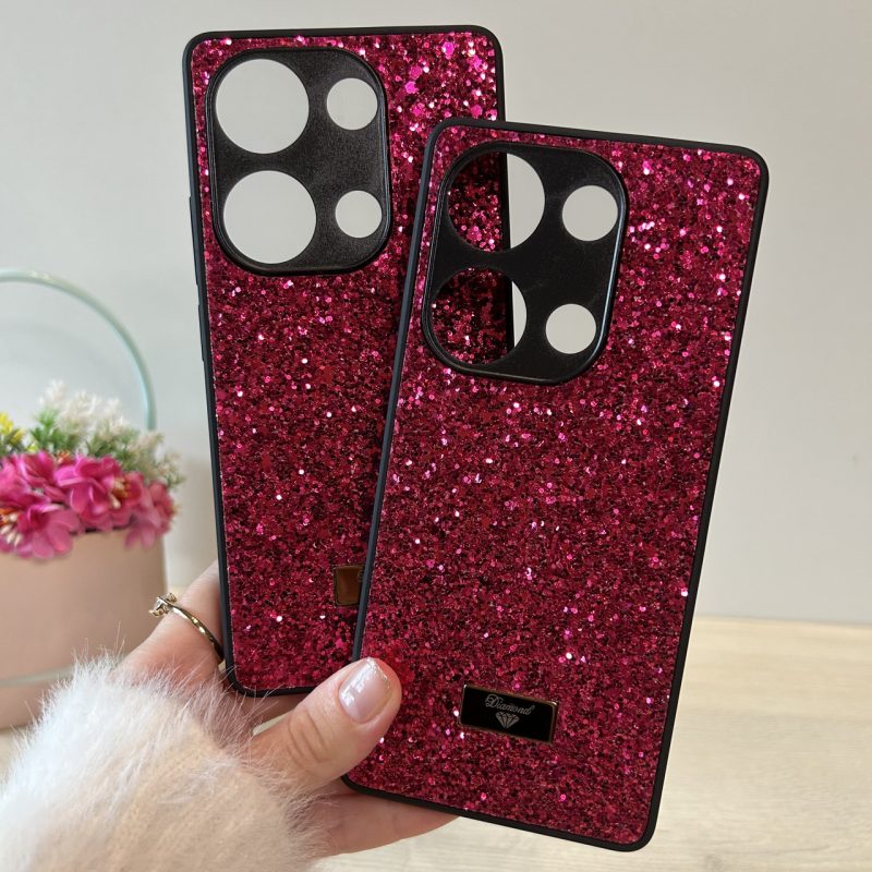Чохол на xiaomi redmi Note 13 pro 4g силіконова жіноча накладка блискуча Diamond shine чорний червоний