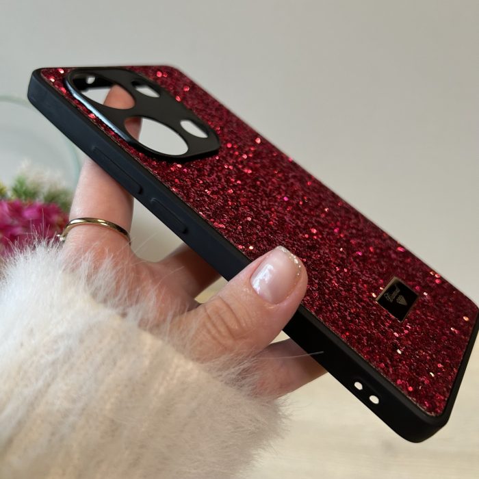 Чохол на xiaomi redmi Note 13 pro 4g силіконова жіноча накладка блискуча Diamond shine чорний червоний - Зображення 7