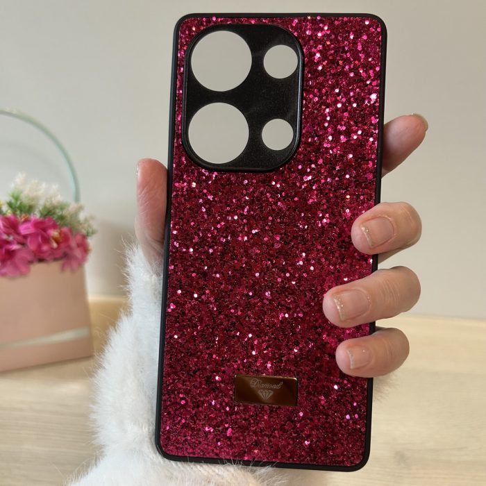 Чохол на Poco m6 pro 4g силіконова жіноча накладка блискуча Diamond shine чорний червоний - Зображення 8