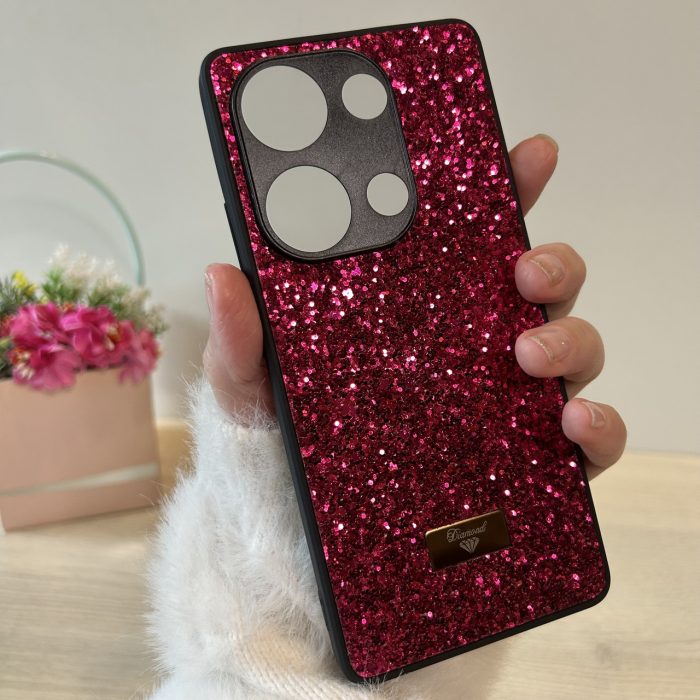 Чохол на Poco m6 pro 4g силіконова жіноча накладка блискуча Diamond shine чорний червоний - Зображення 6