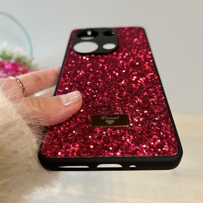 Чохол на Poco m6 pro 4g силіконова жіноча накладка блискуча Diamond shine чорний червоний - Зображення 9
