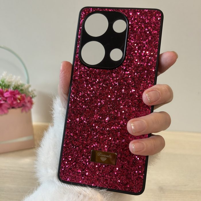 Чохол на xiaomi redmi Note 13 4g силіконова жіноча накладка блискуча Diamond shine червоний - Зображення 3