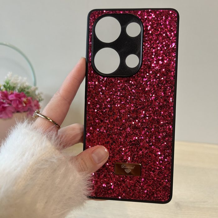 Чохол на Poco m6 pro 4g силіконова жіноча накладка блискуча Diamond shine чорний червоний - Зображення 5