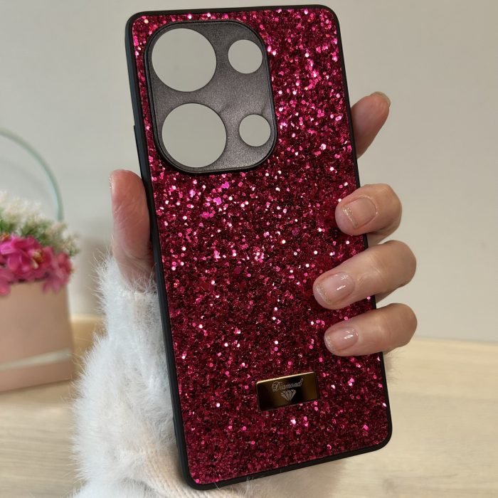 Чохол на Poco m6 pro 4g силіконова жіноча накладка блискуча Diamond shine чорний червоний - Зображення 3