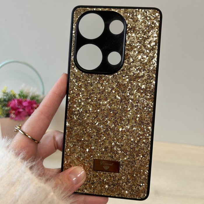 Чохол на xiaomi redmi Note 13 pro 4g силіконова жіноча накладка блискуча Diamond shine чорний золотистий - Зображення 4