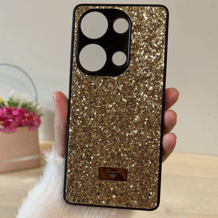 Чохол на xiaomi redmi Note 13 pro 4g силіконова жіноча накладка блискуча Diamond shine чорний золотистий - Зображення 2