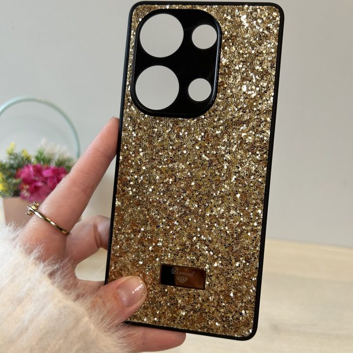 Чохол на xiaomi redmi Note 13 pro 4g силіконова жіноча накладка блискуча Diamond shine чорний золотистий - Зображення 3