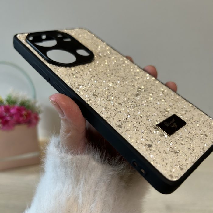 Чохол на xiaomi redmi Note 13 pro 4g силіконова жіноча накладка блискуча Diamond shine чорний білий - Зображення 6