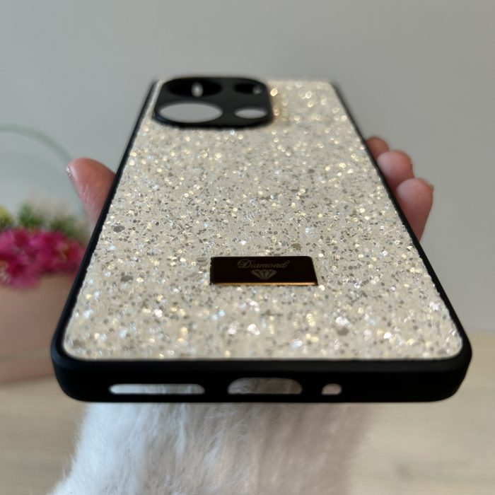 Чохол на xiaomi redmi Note 13 pro 4g силіконова жіноча накладка блискуча Diamond shine чорний білий - Зображення 7