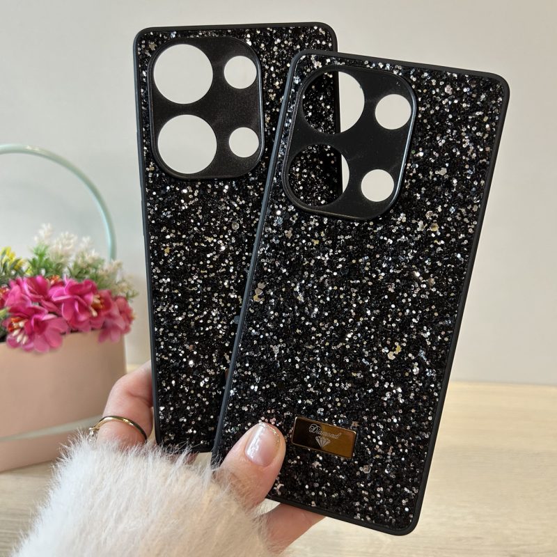 Чохол на xiaomi redmi Note 13 4g силіконова жіноча накладка блискуча Diamond shine чорний