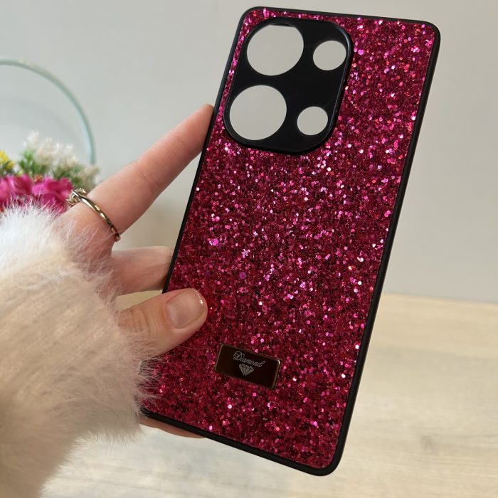 Чохол на Poco m6 pro 4g силіконова жіноча накладка блискуча Diamond shine чорний червоний - Зображення 7