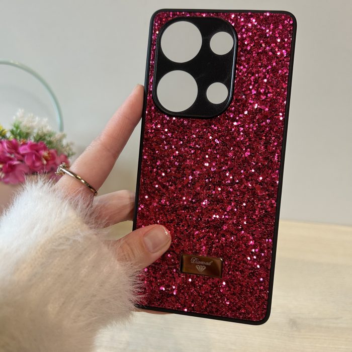Чохол на Poco m6 pro 4g силіконова жіноча накладка блискуча Diamond shine чорний червоний - Зображення 4