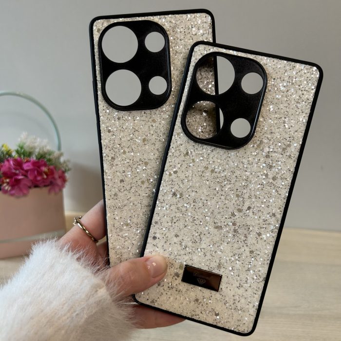 Чохол на xiaomi redmi Note 14s силіконова жіноча накладка блискуча Diamond shine чорний білий