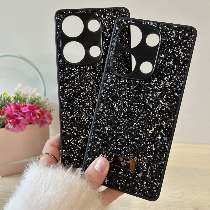 Чохол на Poco m6 pro 4g силіконова жіноча накладка блискуча Diamond shine чорний