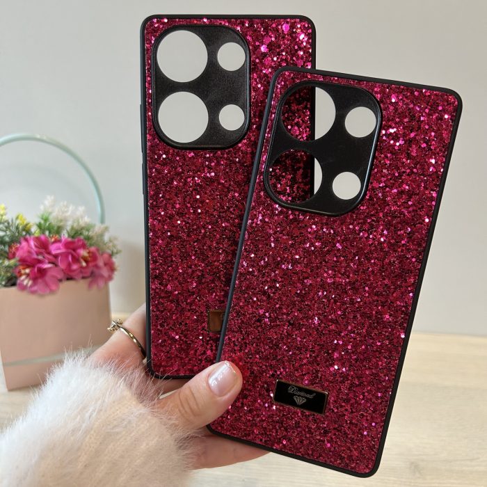 Чохол на Poco m6 pro 4g силіконова жіноча накладка блискуча Diamond shine чорний червоний