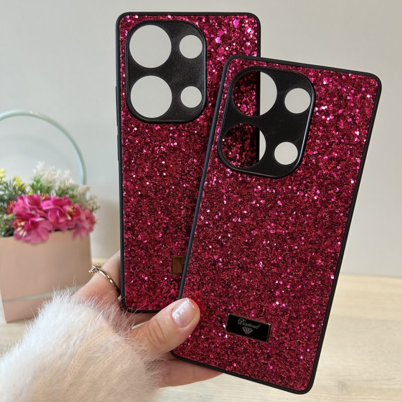 Чохол на Poco m6 pro 4g силіконова жіноча накладка блискуча Diamond shine чорний червоний