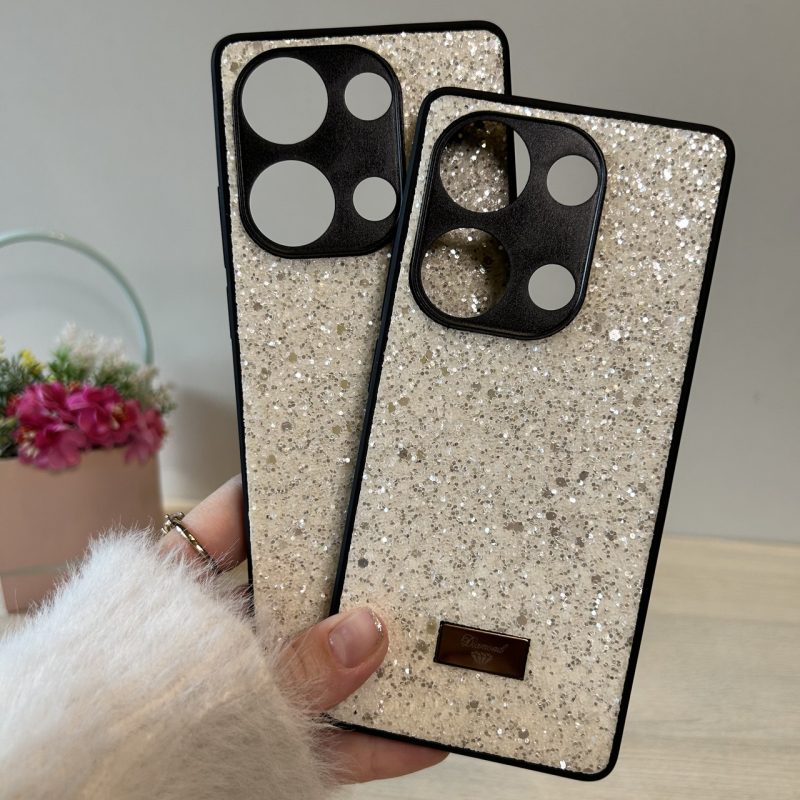 Чохол на Poco m6 pro 4g силіконова жіноча накладка блискуча Diamond shine чорний білий