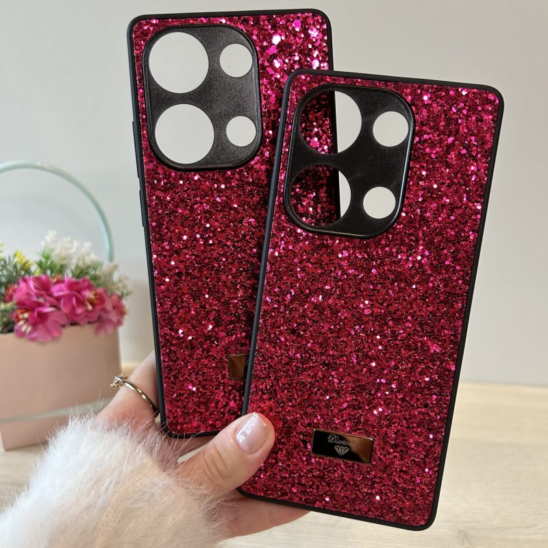 Чохол на xiaomi redmi Note 13 4g силіконова жіноча накладка блискуча Diamond shine червоний