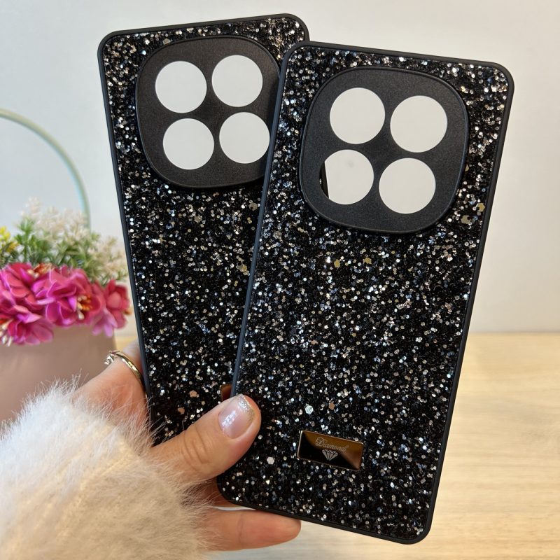 Чехол на xiaomi redmi Note 14 pro 4g силиконовая женская накладка с блестками (черный)