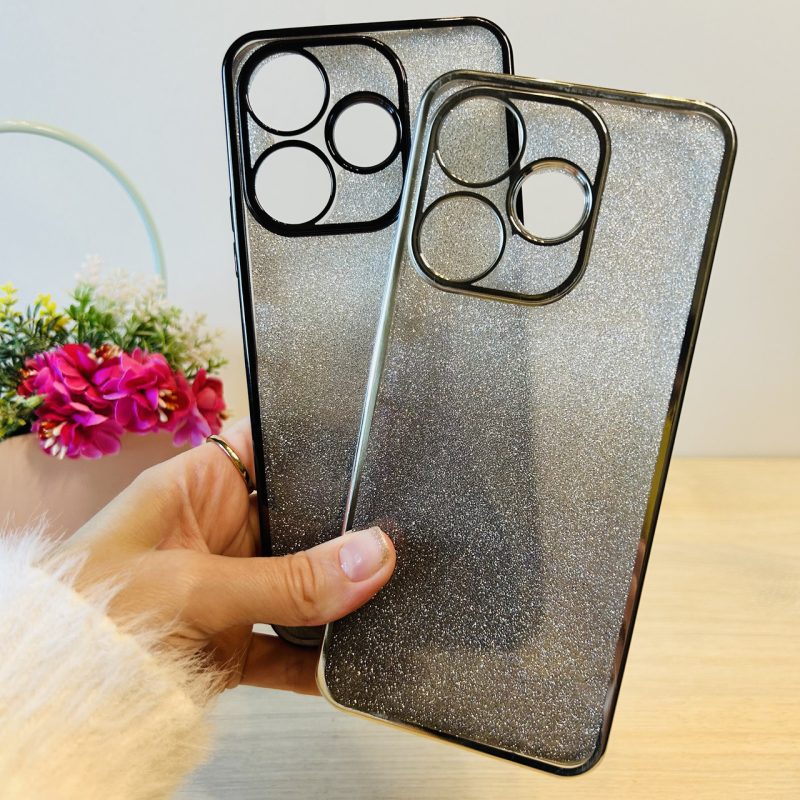 Чохол на xiaomi redmi 13 силіконова жіноча накладка блискучий градієнт сріблястий