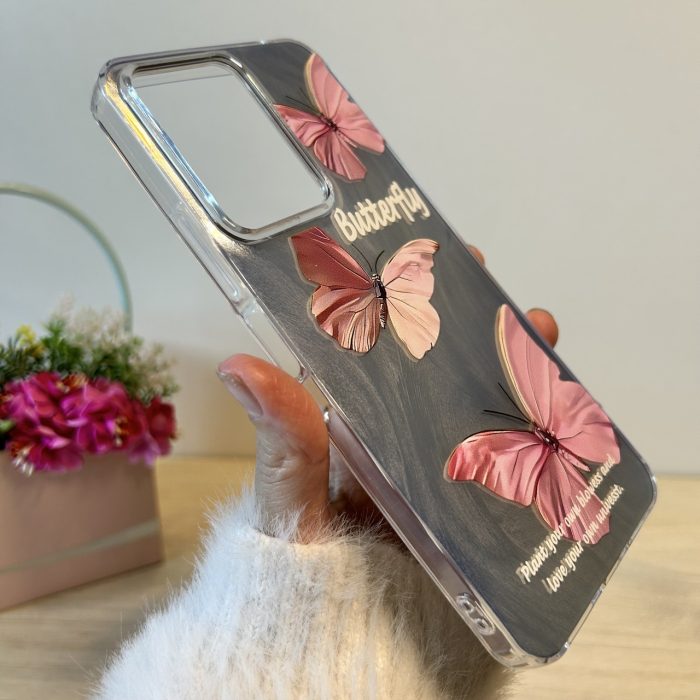 Чехол на xiaomi redmi 13c силиконовая женская накладка блестящая с рисунком бабочки - Зображення 6