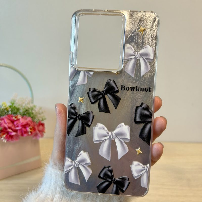 Чохол на xiaomi redmi Note 13 4g силіконова жіноча накладка блискуча з малюнком бантики