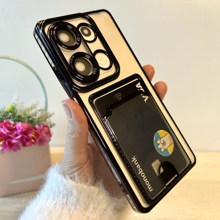 Набір скло + чохол для Poco m6 pro 4g силіконовий із сірою рамкою та кишенею під картки - Зображення 5