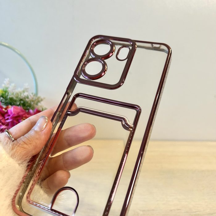 Чохол на xiaomi redmi 13c силіконовий жіночий з рожевою рамкою та кишенею під картки - Зображення 8