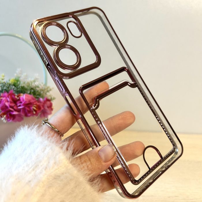 Чохол на xiaomi redmi 13c силіконовий жіночий з рожевою рамкою та кишенею під картки - Зображення 5