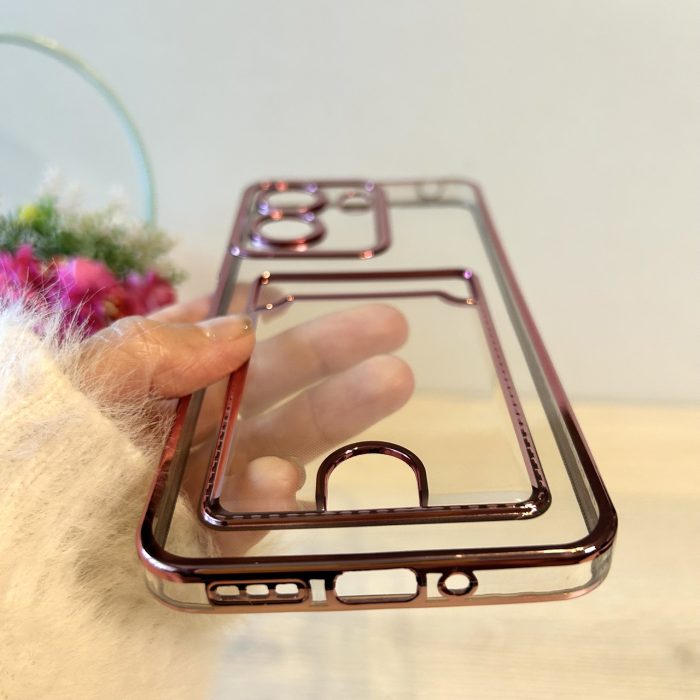 Чохол на xiaomi redmi 13c силіконовий жіночий з рожевою рамкою та кишенею під картки - Зображення 7